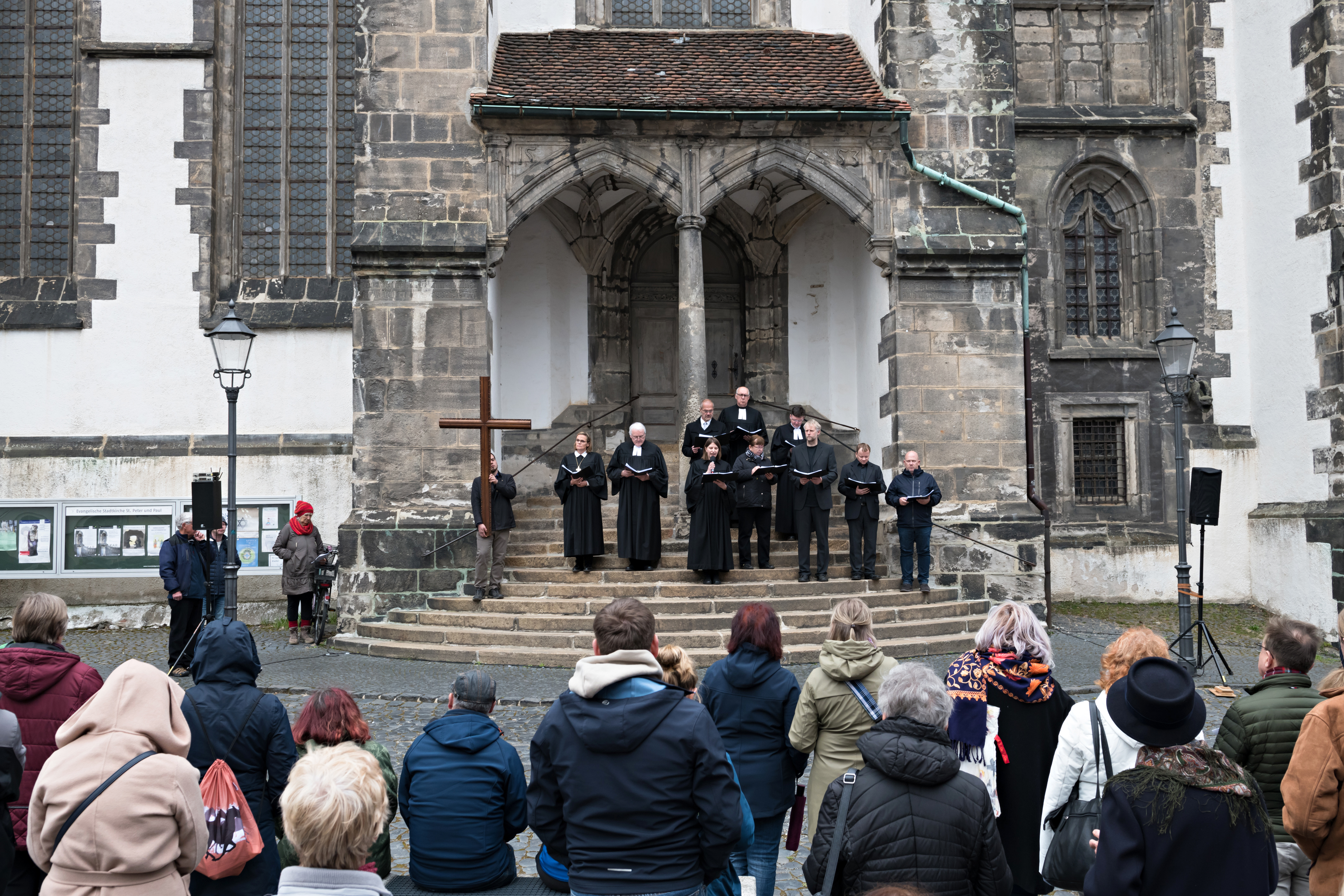 Start of the Way of the Cross in front of St Peter's Church in Görlitz