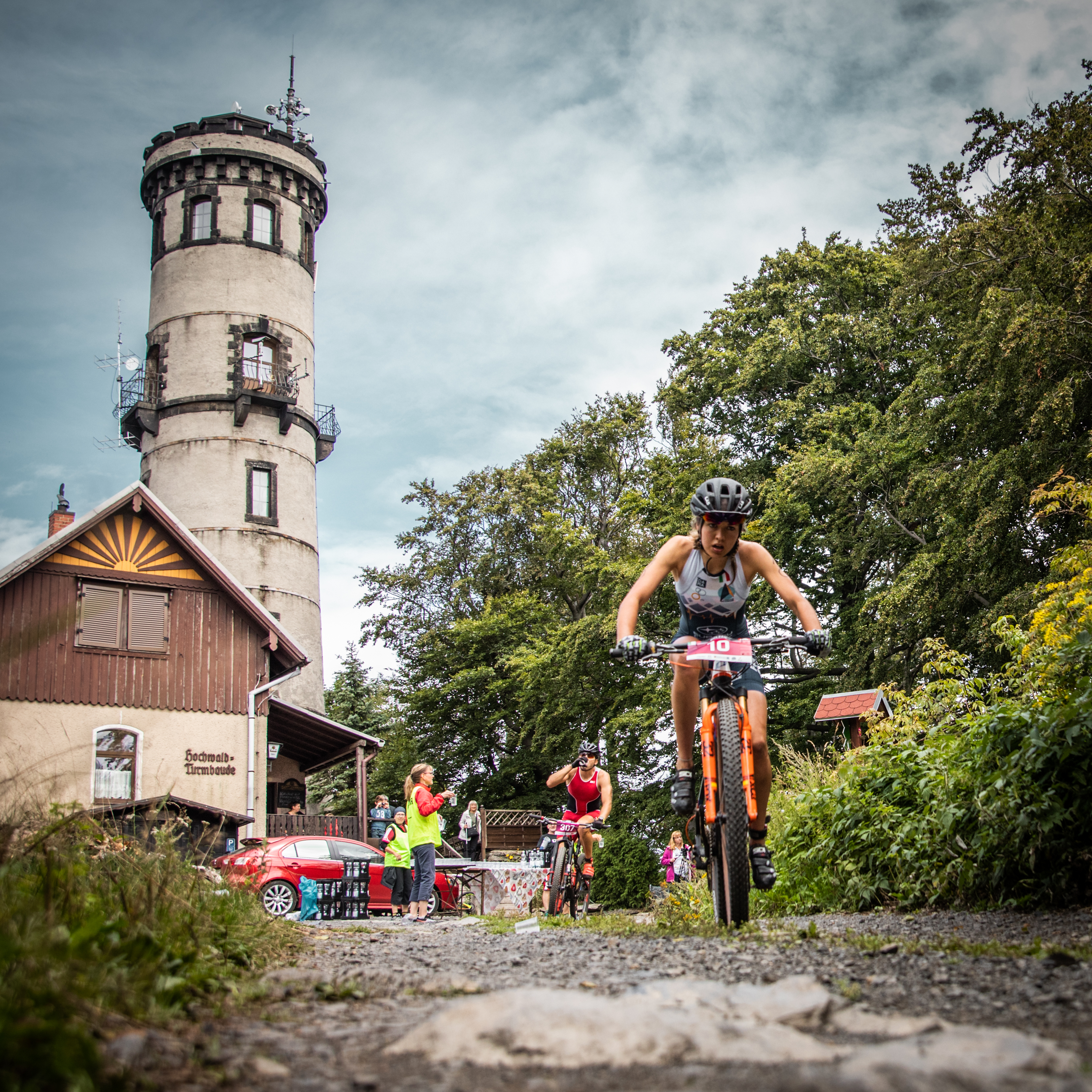 Mountain bikers in the Zittau Mountains